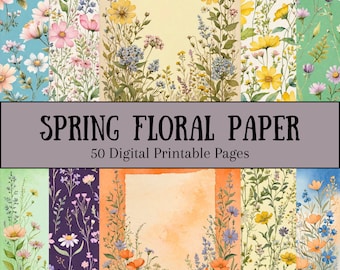 Vibrant Garden Scrapbook Pages, Digital Paper Pack, Colorful Spring Flowers, Floral Journal Pages, Bright Craft Paper, Spring Garden Pages