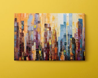 Colorful Palet Knife Painting Abstract Canvas Wall Art, Colorful Abstract Canvas Painting, Abstract Canvas Print, Living Room Wall Decor