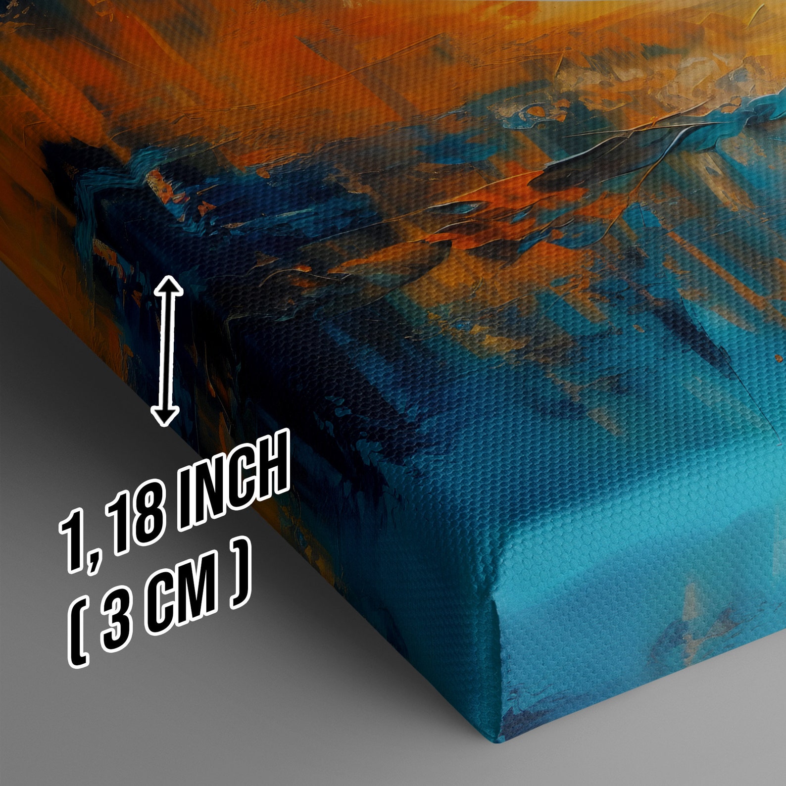 Orange and Blue Abstract Canvas Wall Art, Orange and Blue Abstract