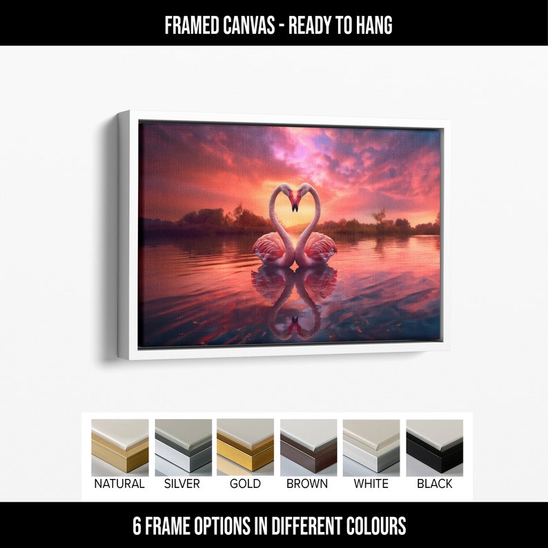 Swans in Love Wall Art, Swans Canvas Print Art, Hearth Swans, Home Decor, Swan Print, Office Decor, Swan Art Framed Canvas 👇(Don't forget to write the colour)👇