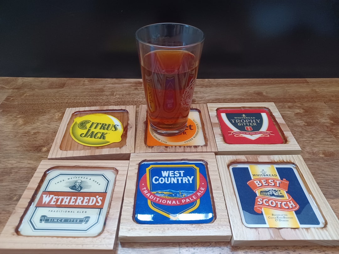 Custom British Beer Coasters Cedar Resin Fathers Day Rustic - Etsy