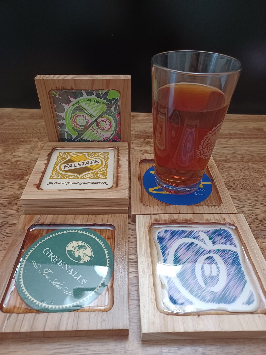 British Beer Coasters Cedar Resin Fathers Day - Etsy