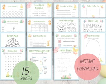 Easter Activity Pack  | Party Games Bundle for Adults and Kids | School Classroom Printable PDF
