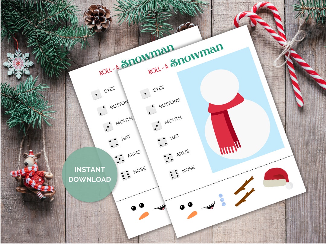 Christmas Roll a Snowman Game Instant Activity for Kids Festive Party ...