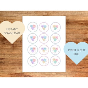 Printable Candy Sweet Heart Conversation Cupcake Toppers DIY Cake ...