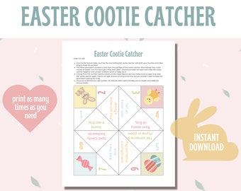 Printable Children's Easter Fortune Teller | Cootie Catcher | Party Game | Basket Filler | Classroom Activities | Kids Easter Craft Activity