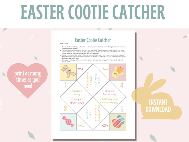 Printable Easter Cootie Catcher Cootie Catcher Template Kids Easter ...