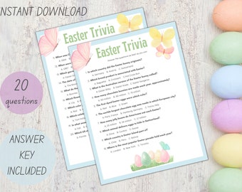 Easter Trivia Quiz Game | Easter Basket Activity | Printable Classroom Activity or Family Fun Game | Easter Sunday Egg Hunt Game