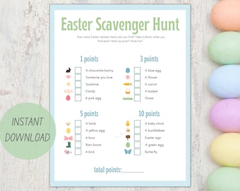 Easter Picture Scavenger Hunt Game |  Easter Basket Treasure Hunt | Scavenger Hunt for Older Kids and Teens | Easter Sunday Activity