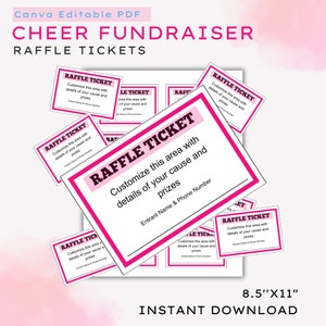 Cheer Fundraiser Raffle Tickets Vorlage | School Cheer Squad Fundraisng Preisverlosung | PDF-Link zu Canva Vorlage