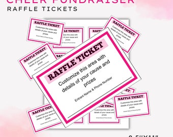 Cheer Fundraiser Raffle Tickets Template | School Cheer Squad Fundraising Prize Raffle | PDF Link to Canva Template