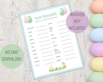 Easter Word Unscramble Game | Printable Easter Basket Activity | Classroom Activity | Easter Sunday Egg Hunt Game for Kids and Adults