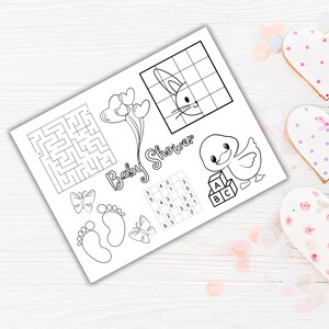 Baby Shower Activity Placemat | Restaurant Activity Coloring Sheet