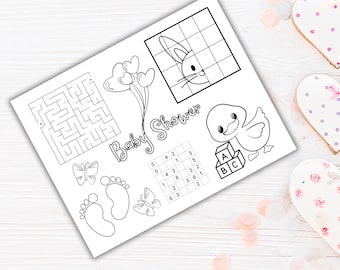 Baby Shower Activity Placemat | Restaurant Activity Coloring Sheet