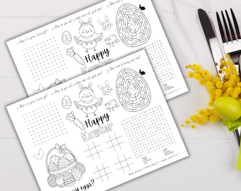 Easter Activity Placemat | Printable Restaurant and Table Setting Coloring Sheet | Preschool & School Classroom Activity
