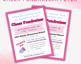 Cheer Fundraiser Flyer Template | School Cheer Squad Fundraising Forms | PDF Link to Canva Template