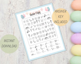 I Spy Printable Game for Easter | Easter Sunday Activity | Classroom Math Activities or Family Fun Games | Party Celebrations for Easter |
