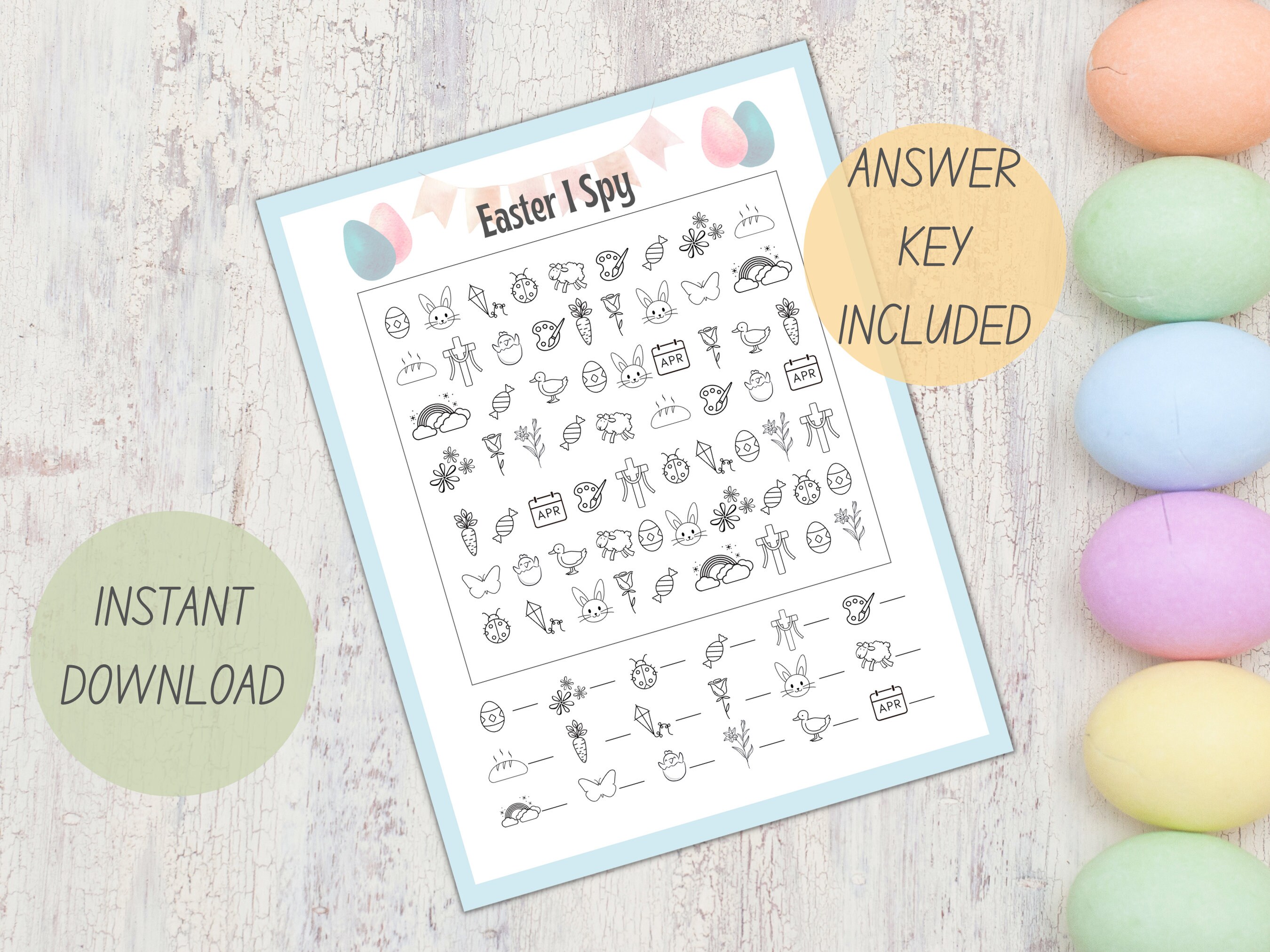 I Spy Printable Game for Easter Easter Sunday Activity Classroom Math ...