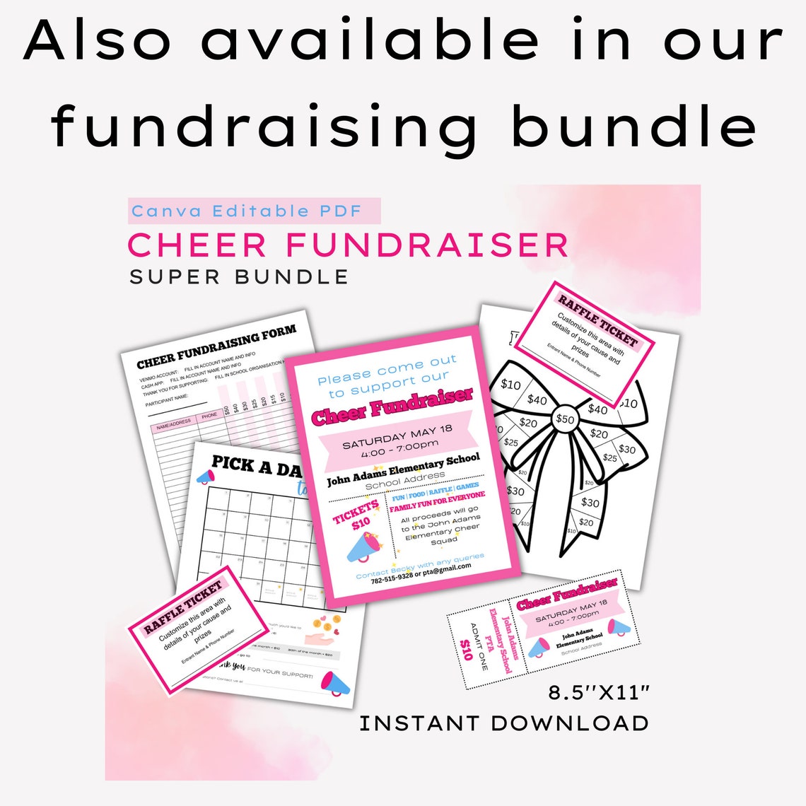 Cheer Bow Fundraiser Template | School Cheer Squad Fundraising Forms ...