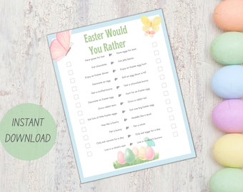 Easter Would You Rather Printable Game | Easter Basket Activity | Classroom Activity | Easter Scavenger Egg Hunt Game for Kids and Adults