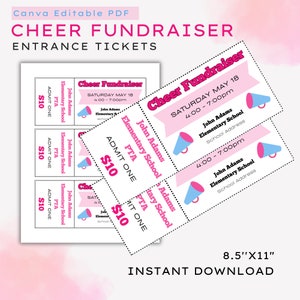 Cheer Fundraiser Eintrittskarten Vorlage | School Cheer Squad Fundraiser | PDF Link zum Canva Template