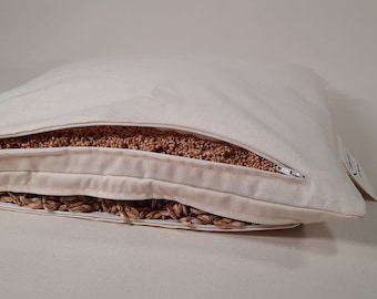 Organic millet hull and spelt husk pillow, 2 filling chambers 40x60/40x80 cm - firm, neck-supporting, relaxing, washable, durable (10 years and more)