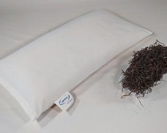 Seegras-Kopfkissen & Reisekissen – Zostera Marina-Kissen aus Wildsammlung mit Naturkautschuk staubfrei, stabil, leicht, stützend