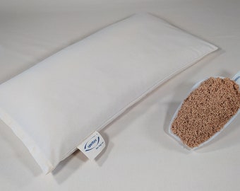 Millet pillow - Organic millet hull pillow with rubber in three sizes - 35 x 50 cm, 40 x 60 cm, 40 x 80 cm, washable, durable (10 years and more)