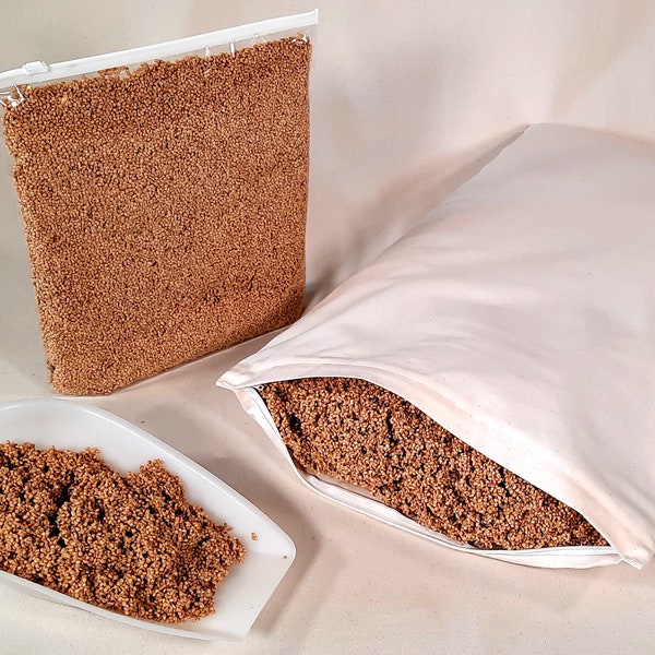 Pillows and travel pillows made from organic millet husks with rubber in three sizes