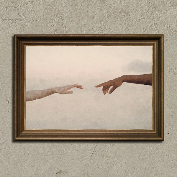Vintage Painting | Touch of God Painting Print | Creation of Adam | Figurative Art Print | Instant Download Art | Instant download wall art