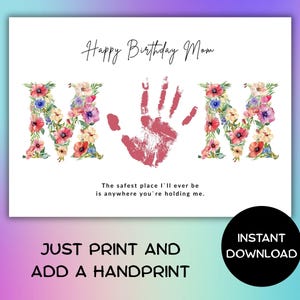Mother&#39;s Day Handprint Flower Craft: Keepsake Poem Art (Instant Download, PDF File A4/Letter Size)