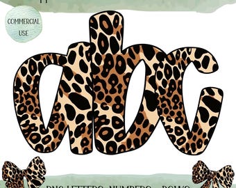 Doodle Letters Alphabet PNG, Leopard Alphabet Clipart, Digital Download,