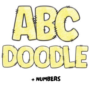 Doodle Alphabet Back to School, Crayon PNG Letter, Back to School Crayon Alphabet, Classroom Font Clipart, Teacher Alphabet, Commercial Use