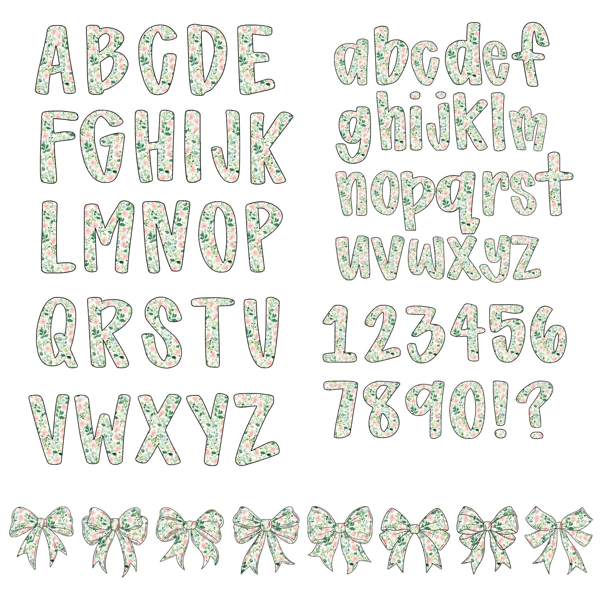 Retro Floral Alphabet PNG: Preppy Grandmillennial Letters (commercial ...