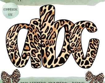 Doodle Letters Alphabet PNG, Leopard Alphabet Clipart, Digital Download,