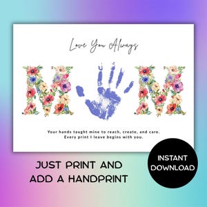 Mother&#39;s Day Handprint Flower Craft: Keepsake Poem Art (PDF Download A4/Letter Size