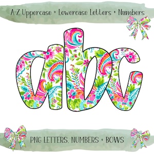 Paisley Floral Alpha Doodle Letters, Preppy Floral Letters, Paisley Pattern Alphabet PNG Letter, Bright Rainbow Alpha Doodle, Commercial Use