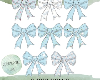PNG Bows Bundle,  Pastel Coquette Ribbon, Digital Download, Commercial Use
