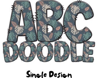 Boho Neutral Floral Alphabet PNG Bundle – Doodle Alphabet, Boho Font Clipart, Flower Doodle Letter, Commercial Use