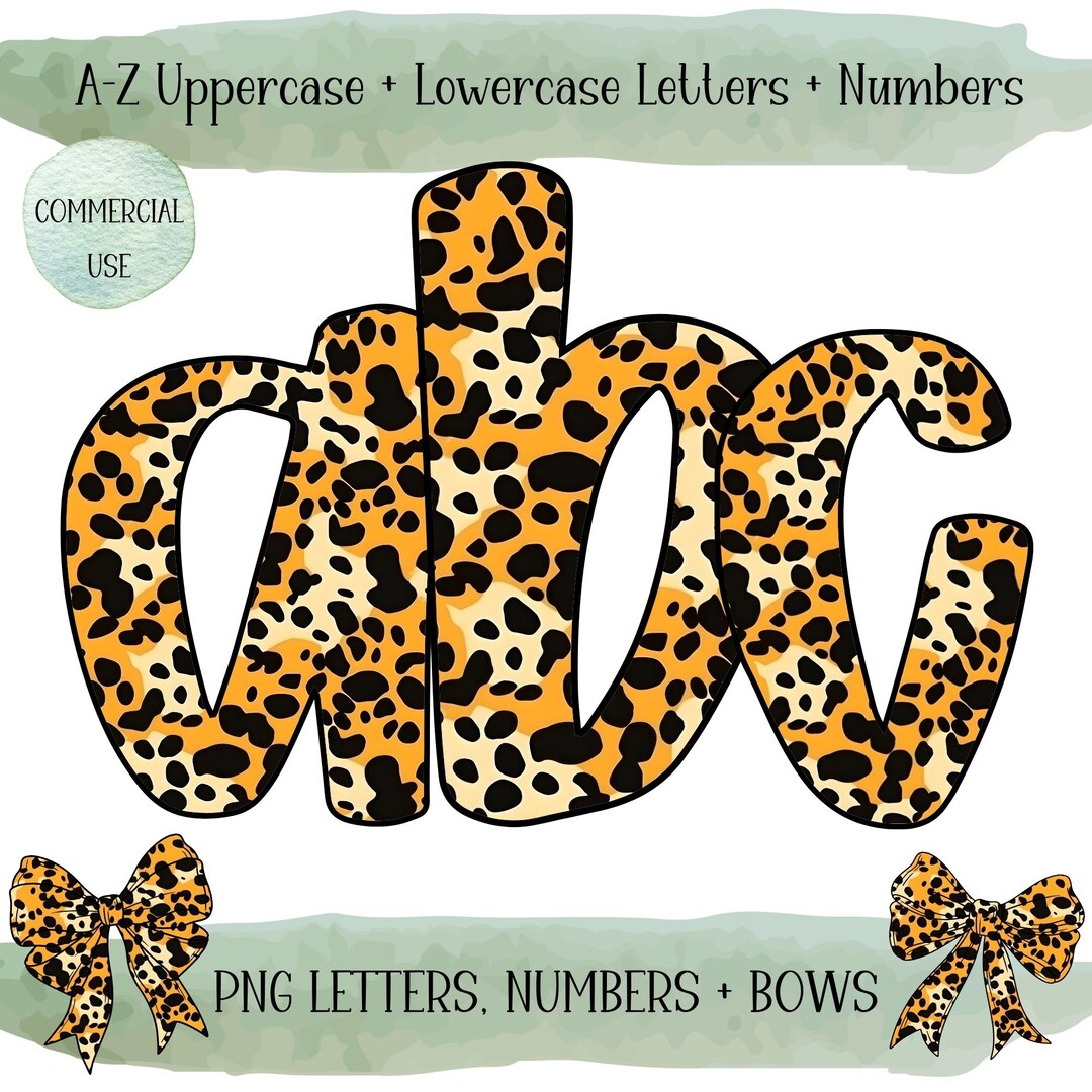 Doodle Letters Alphabet PNG, Leopard Alphabet Clipart, Digital Download ...