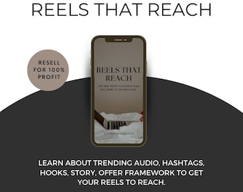 Done for You: Reels That Reach w/Master Resell Right (MRR) and Private Label Rights (PLR). Learn Trending Audio, Hashtags, Hooks, Storys ++