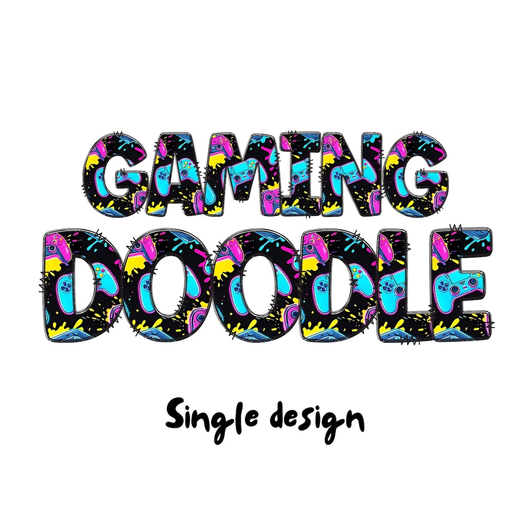 Gaming Clipart Letters, Neon Doodle Letters, Digital Download ...