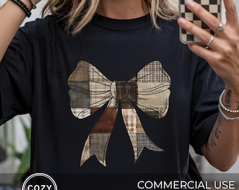 Patchwork Coquette Bow Clipart, Commercial Use, Digital Download