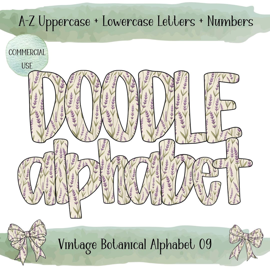 Vintage Botanical Doodle Alphabet - Png Letters - Digital Download - Etsy