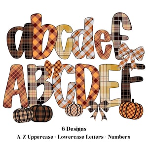 Plaid Alphabet PNG: Preppy Fall Font, Rustic Doodle Letters (Digital Download)