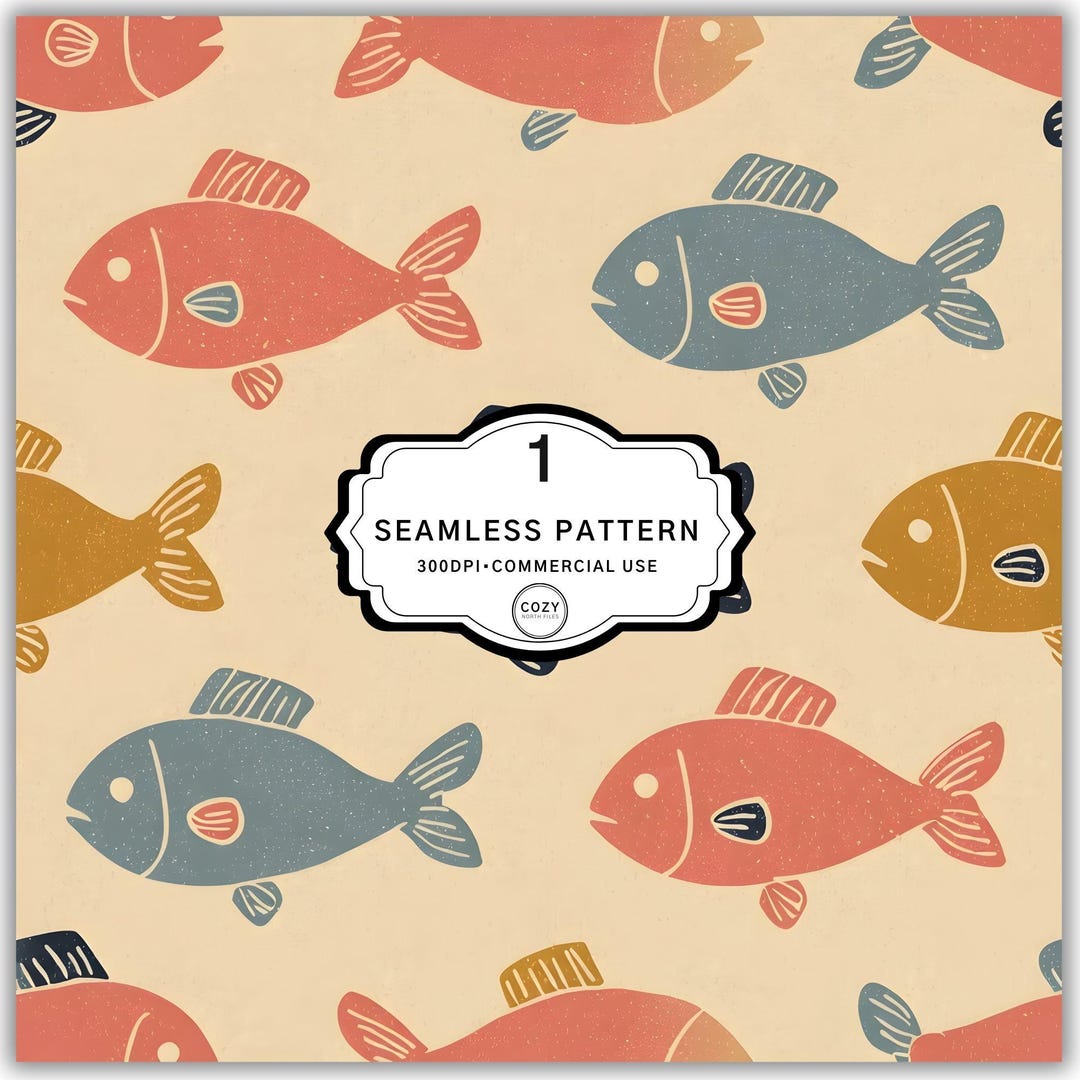 Fish Pattern Material Colorful Fish Seamless Pattern, Fabric Print Pattern, Digital Download ...
