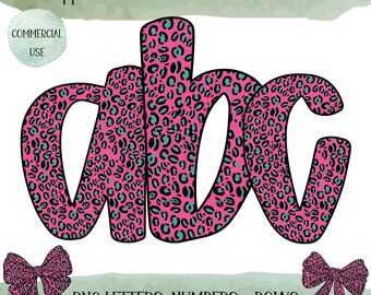 Pink Leopard Alphabet PNG Clipart, Pink Doodle Font, Valentines Doodle Letters, Commercial Use