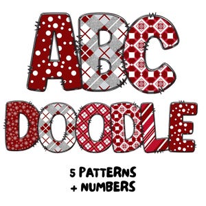 Christmas Doodle Alphabet PNG Bundle: Font Clipart, Commercial Use