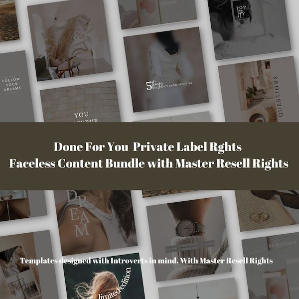 DFY Private Label Rights Faceless Content Bundle with Master Resell Rights, Done for you MRR and PLR, Faceless Instagram for Digital sellers