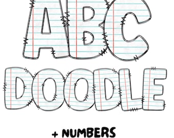 Alfabeto Doodle PNG: Clipart de regreso a clases (Descarga digital)
